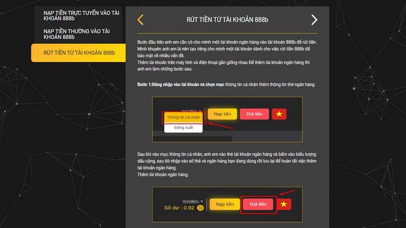  Các bước hướng dẫn chi tiết để rút tiền 888B một cách đơn giản